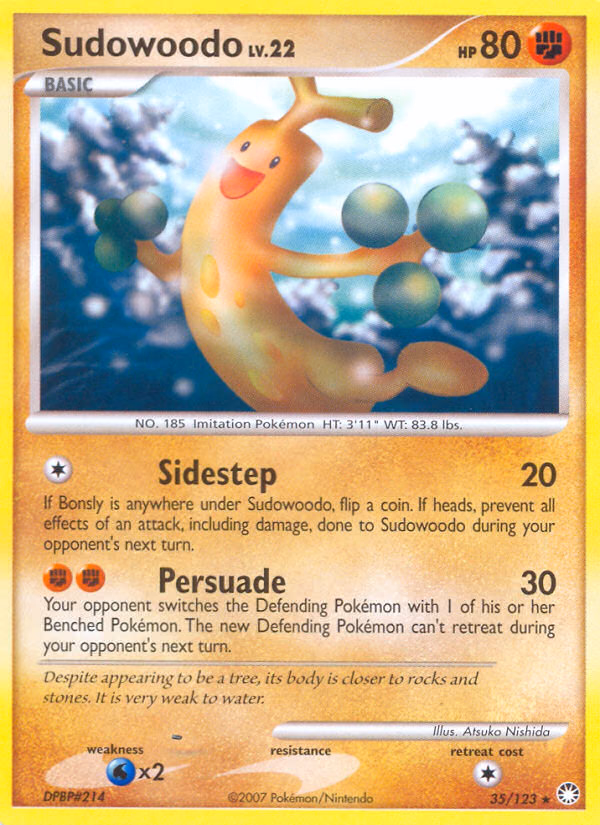 Sudowoodo Pokemon card (35/123, Mysterious Treasures)