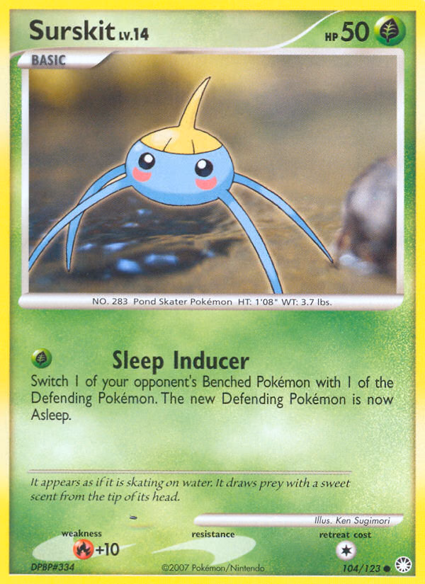 Surskit Pokemon card (104/123, Mysterious Treasures)