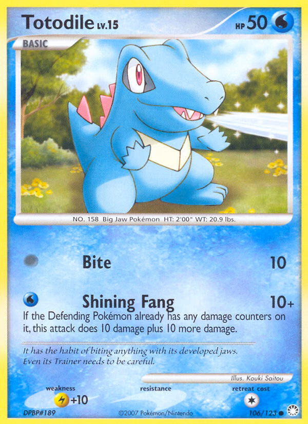 Totodile Pokemon card (106/123, Mysterious Treasures)