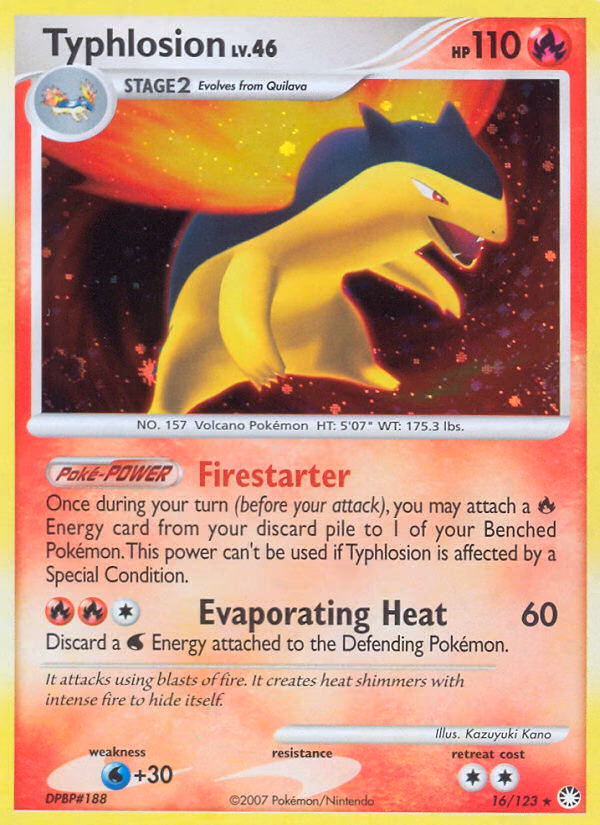Typhlosion Pokemon card (16/123, Mysterious Treasures)