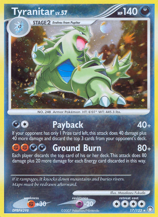 Tyranitar Pokemon card (17/123, Mysterious Treasures)