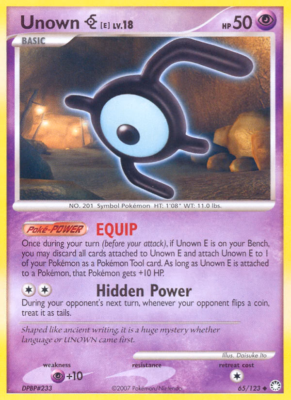 Unown [E] Pokemon card (65/123, Mysterious Treasures)