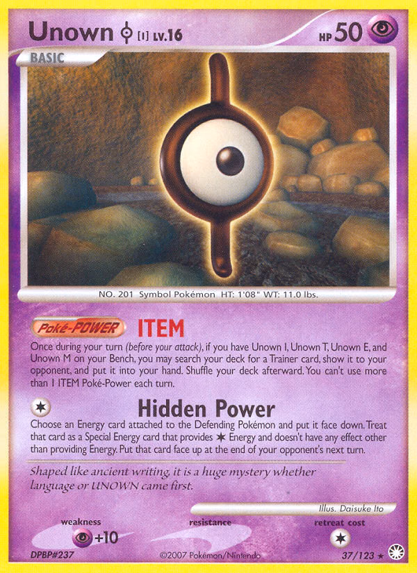 Unown [I] Pokemon card (37/123, Mysterious Treasures)