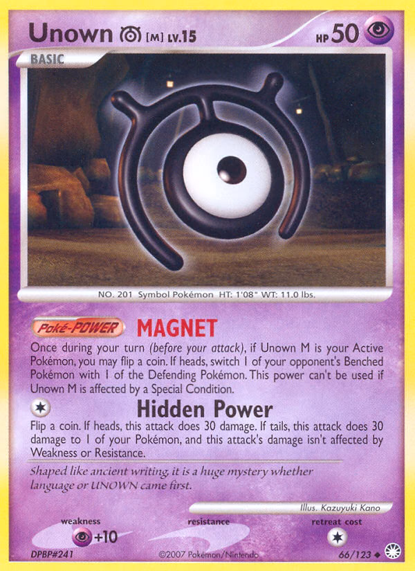 Unown [M] Pokemon card (66/123, Mysterious Treasures)