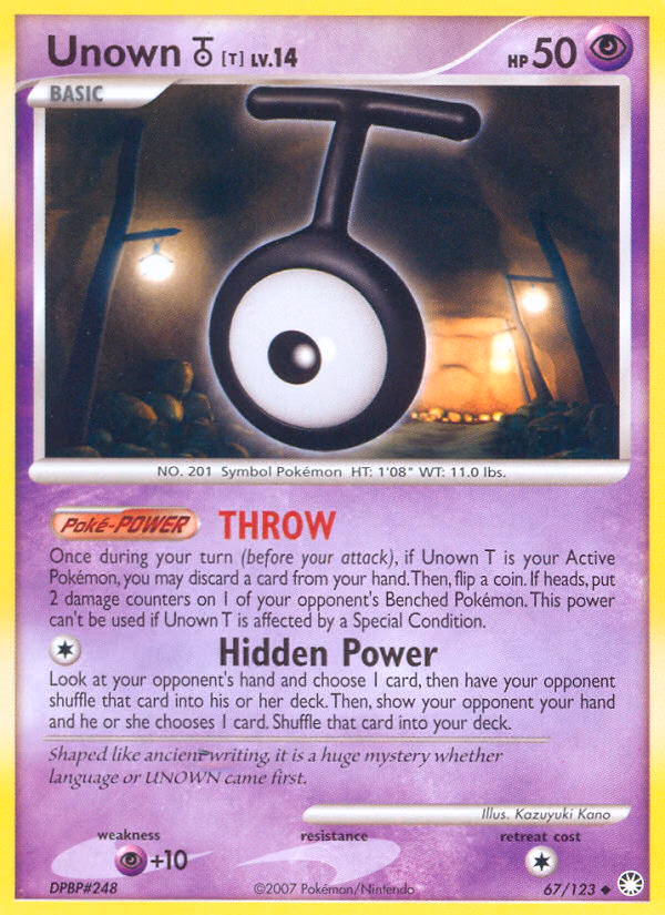 Unown [T] Pokemon card (67/123, Mysterious Treasures)