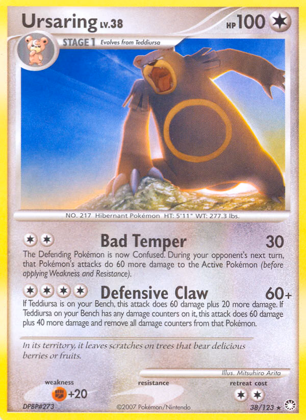 Ursaring Pokemon card (38/123, Mysterious Treasures)
