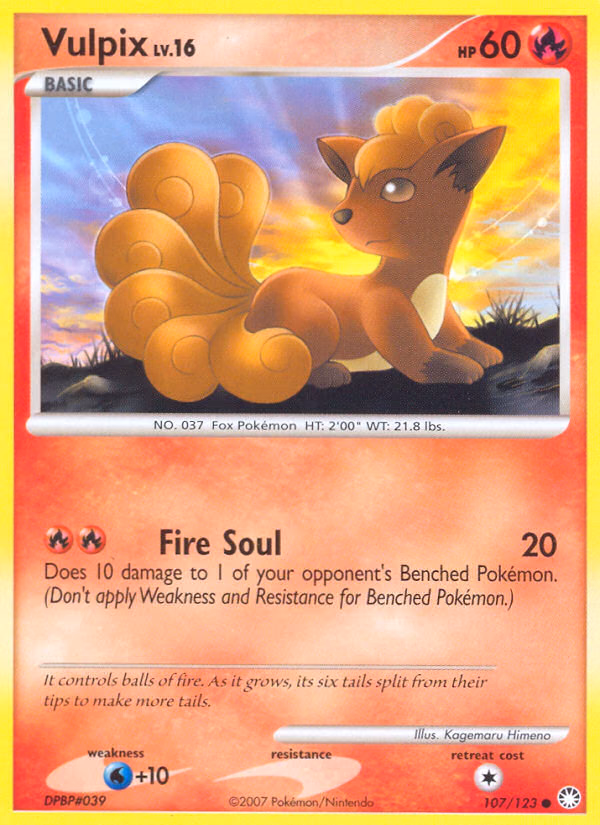 Vulpix Pokemon card (107/123, Mysterious Treasures)