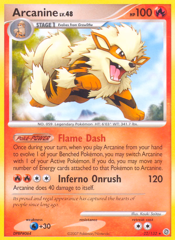 Arcanine Pokemon card (22/132, Secret Wonders)