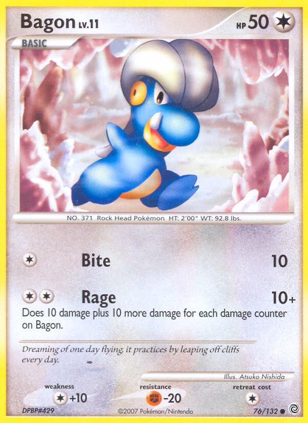 Bagon Pokemon card (76/132, Secret Wonders)