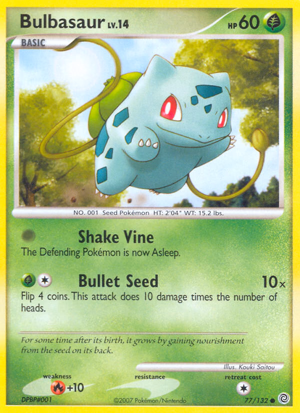 Bulbasaur Pokemon card (77/132, Secret Wonders)