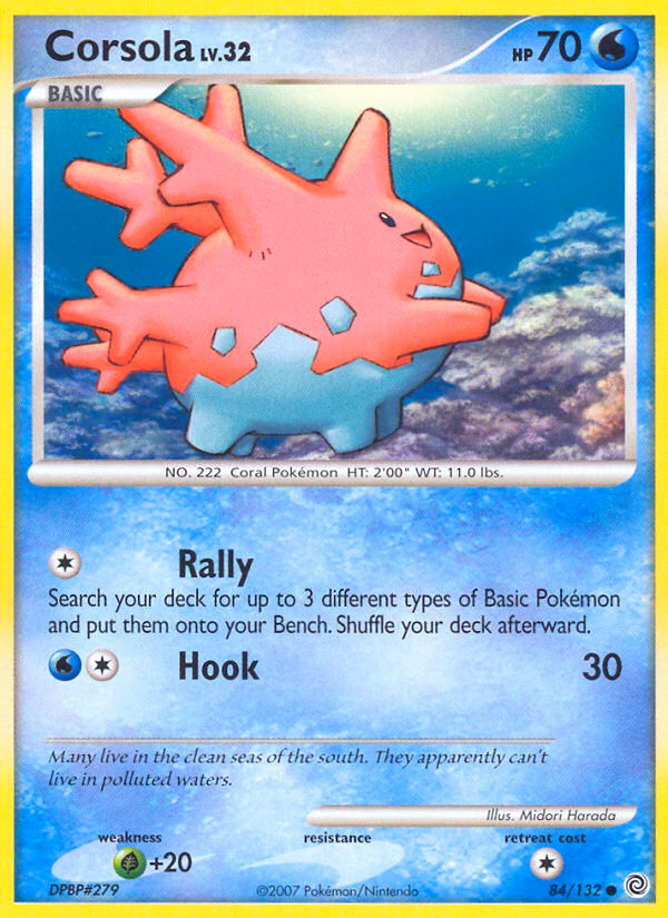 Corsola Pokemon card (84/132, Secret Wonders)