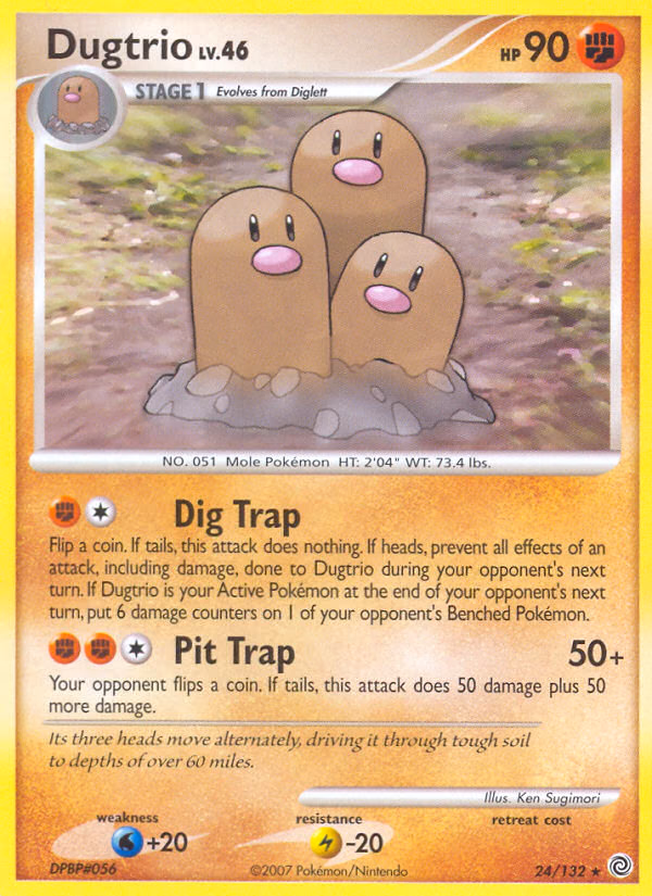 Dugtrio Pokemon card (24/132, Secret Wonders)