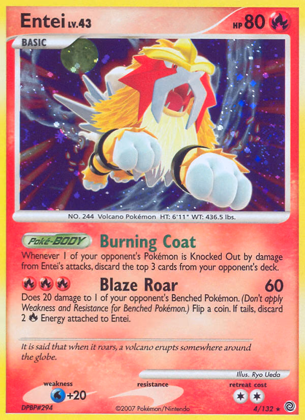 Entei Pokemon card (4/132, Secret Wonders)