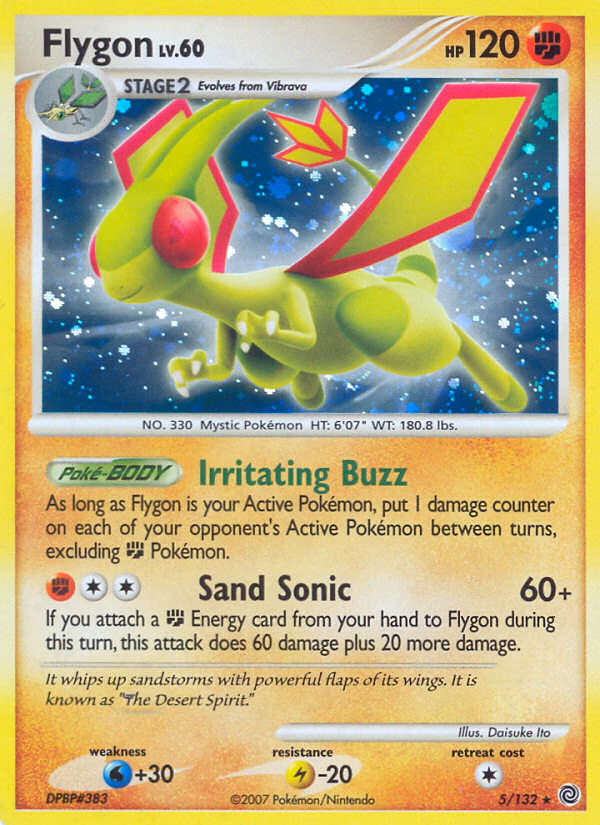 Flygon Pokemon card (5/132, Secret Wonders)
