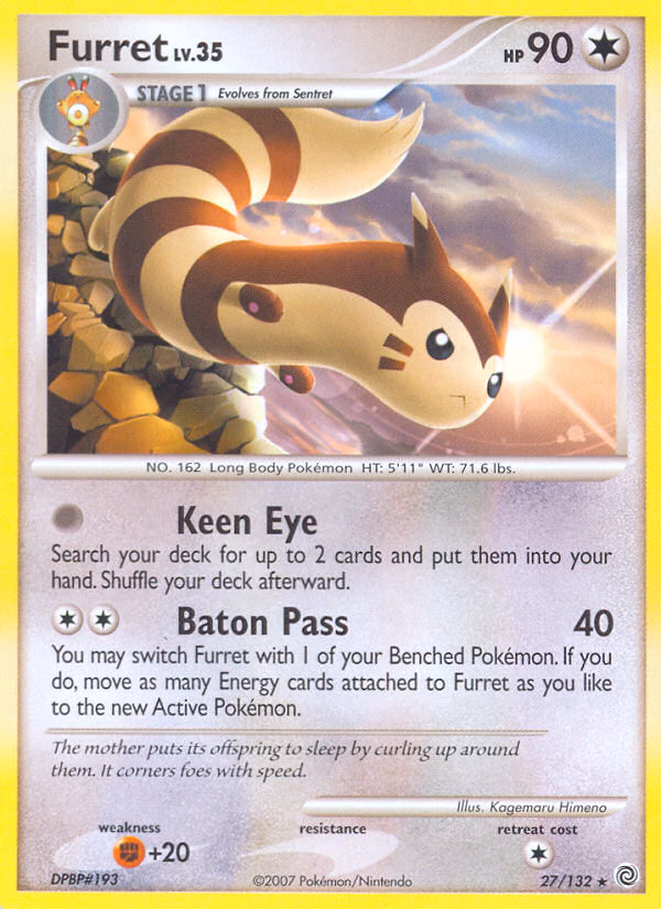 Furret Pokemon card (27/132, Secret Wonders)
