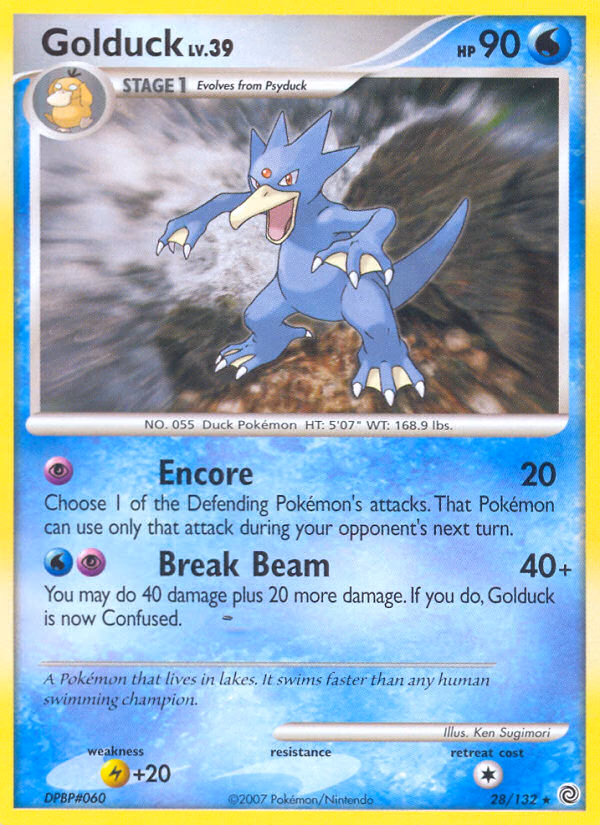 Golduck Pokemon card (28/132, Secret Wonders)