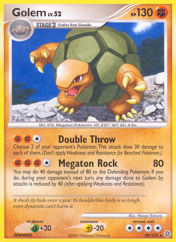 Golem Pokemon card (29/132, Secret Wonders)