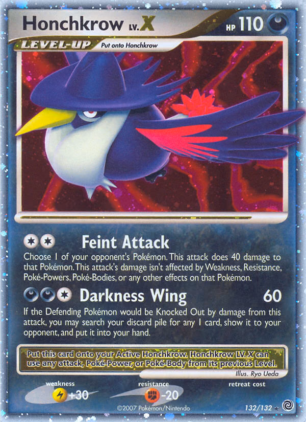 Honchkrow LV.X Pokemon card (132/132, Secret Wonders)