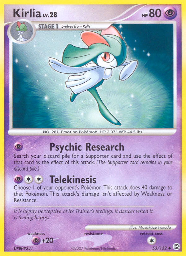 Kirlia Pokemon card (53/132, Secret Wonders)