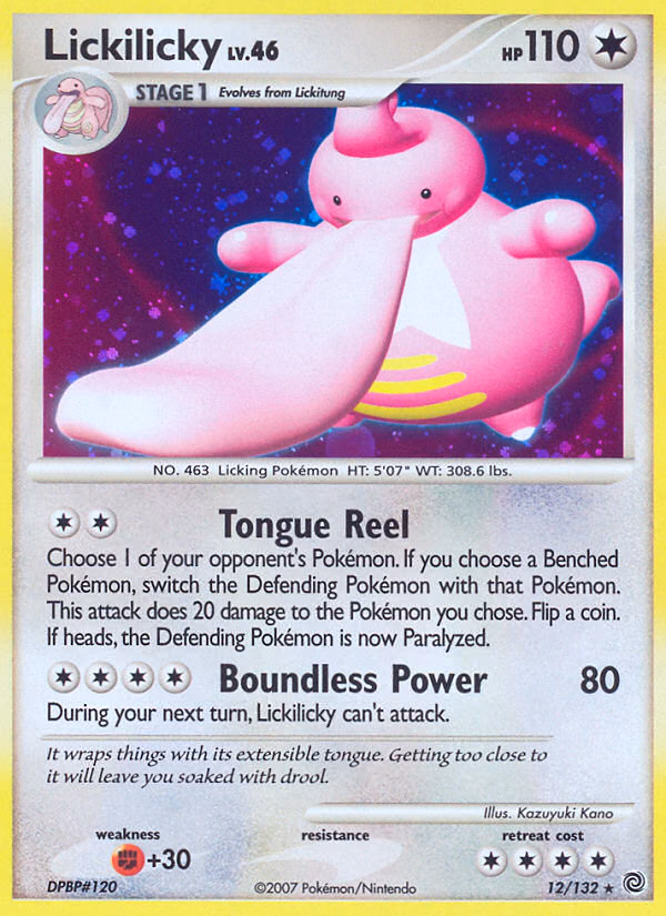 Lickilicky Pokemon card (12/132, Secret Wonders)