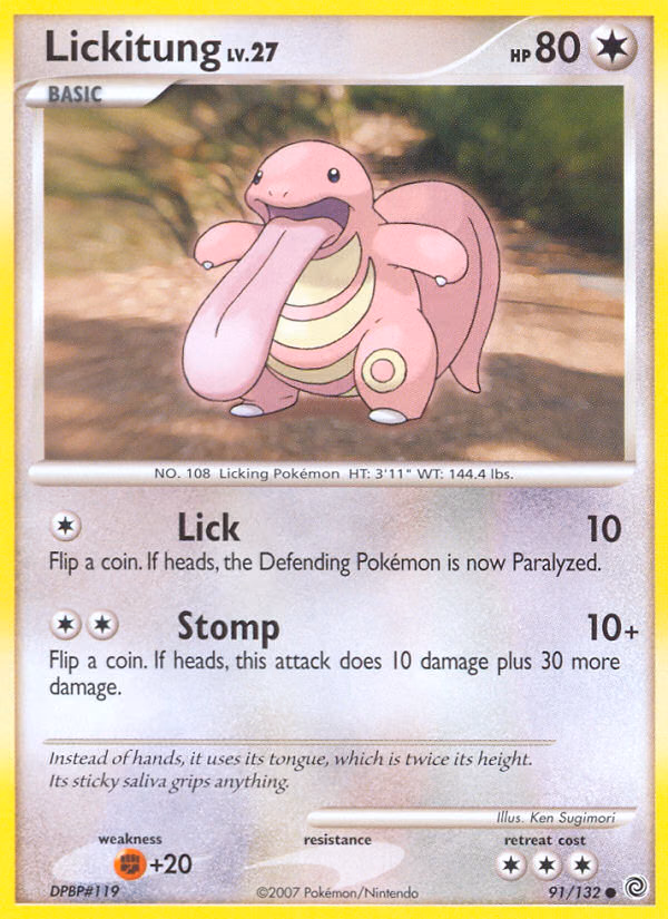 Lickitung Pokemon card (91/132, Secret Wonders)