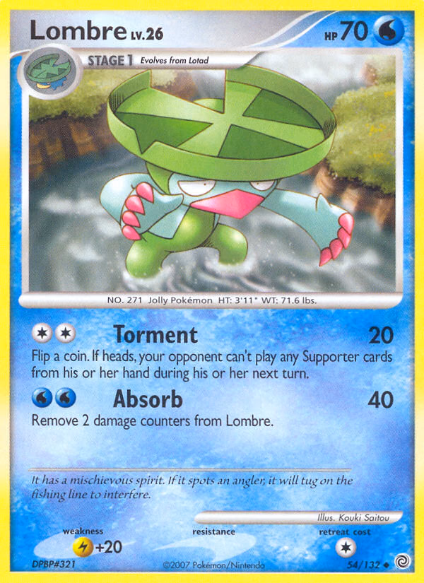Lombre Pokemon card (54/132, Secret Wonders)