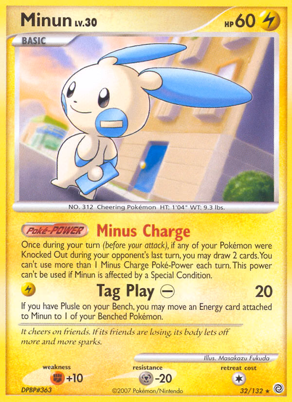 Minun Pokemon card (32/132, Secret Wonders)