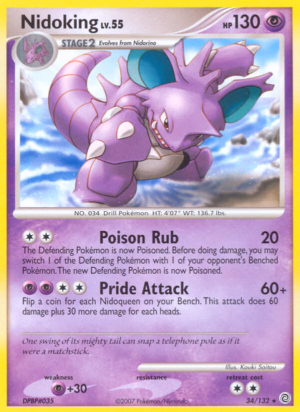 Nidoking Pokemon card (34/132, Secret Wonders)