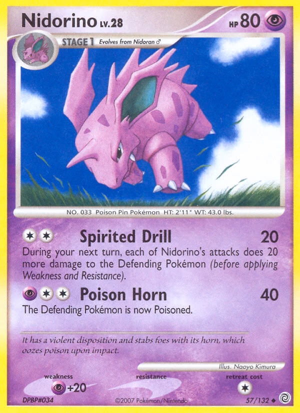 Nidorino Pokemon card (57/132, Secret Wonders)