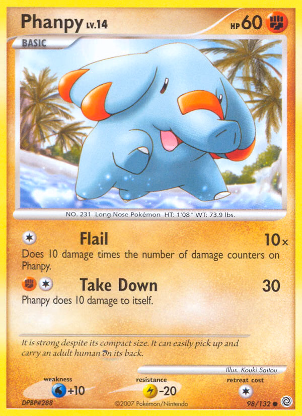 Phanpy Pokemon card (98/132, Secret Wonders)