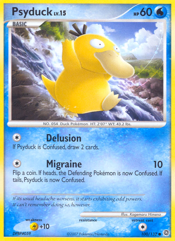 Psyduck Pokemon card (100/132, Secret Wonders)