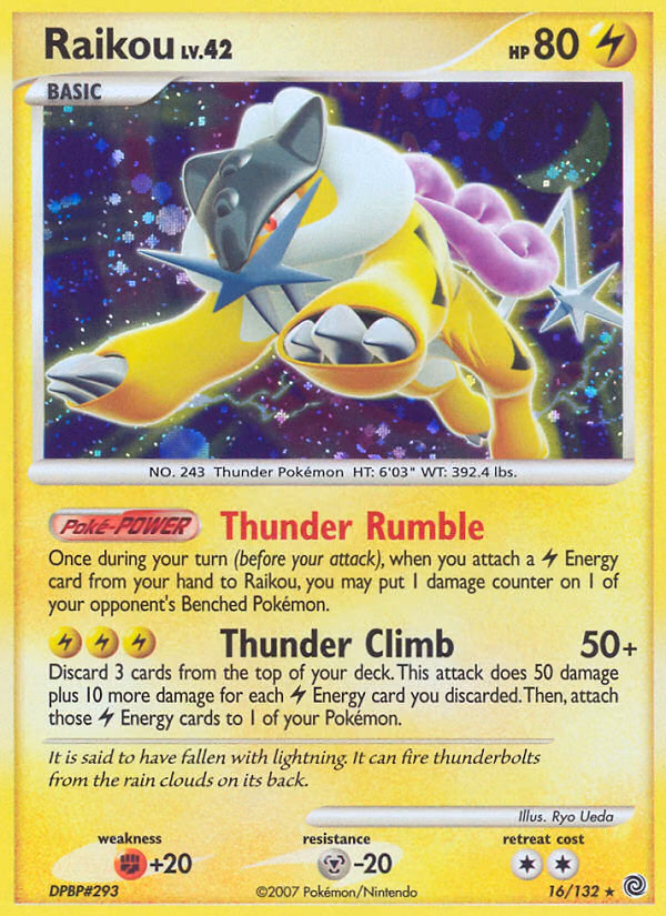 Raikou Pokemon card (16/132, Secret Wonders)