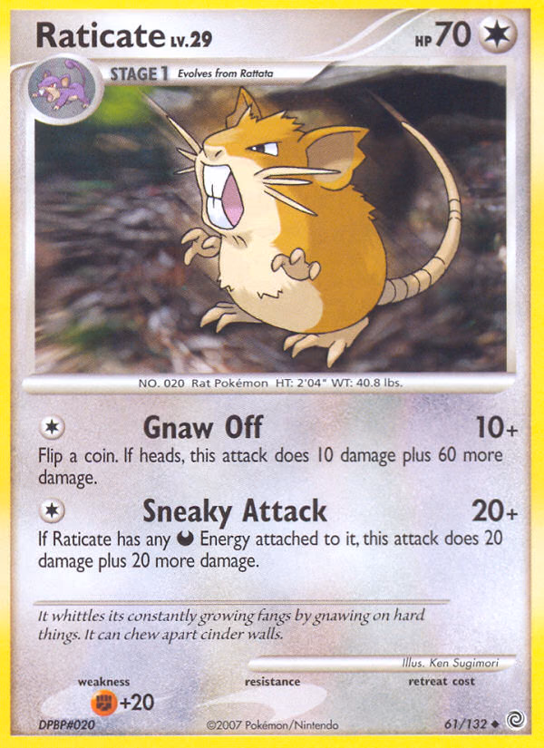 Raticate Pokemon card (61/132, Secret Wonders)