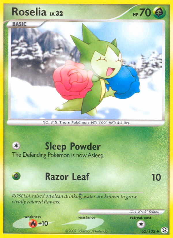 Roselia Pokemon card (62/132, Secret Wonders)