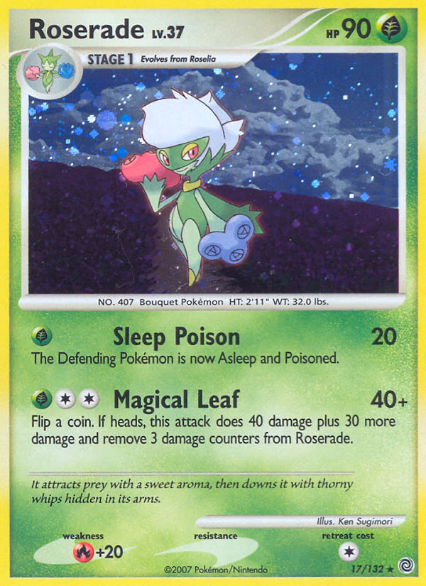Roserade Pokemon card (17/132, Secret Wonders)
