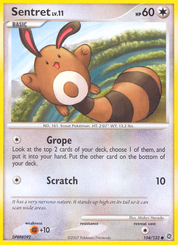 Sentret Pokemon card (104/132, Secret Wonders)