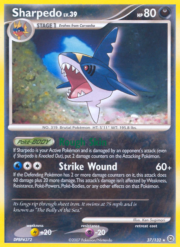 Sharpedo Pokemon card (37/132, Secret Wonders)