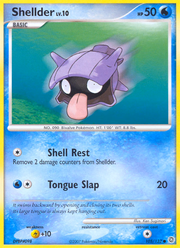 Shellder Pokemon card (105/132, Secret Wonders)