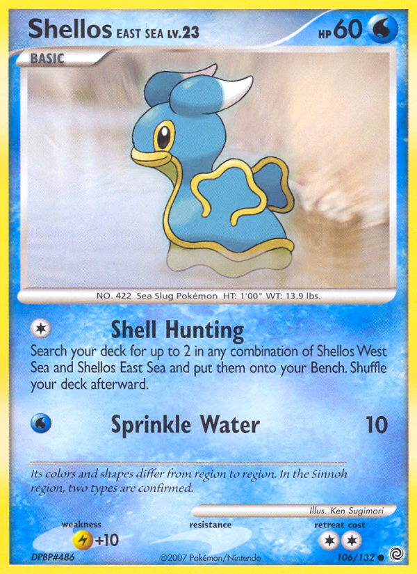 Shellos East Sea Pokemon card (106/132, Secret Wonders)