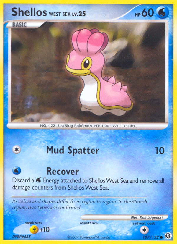 Shellos West Sea Pokemon card (107/132, Secret Wonders)