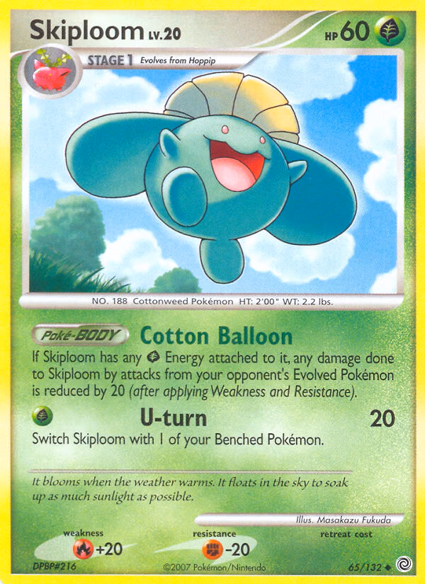 Skiploom Pokemon card (65/132, Secret Wonders)