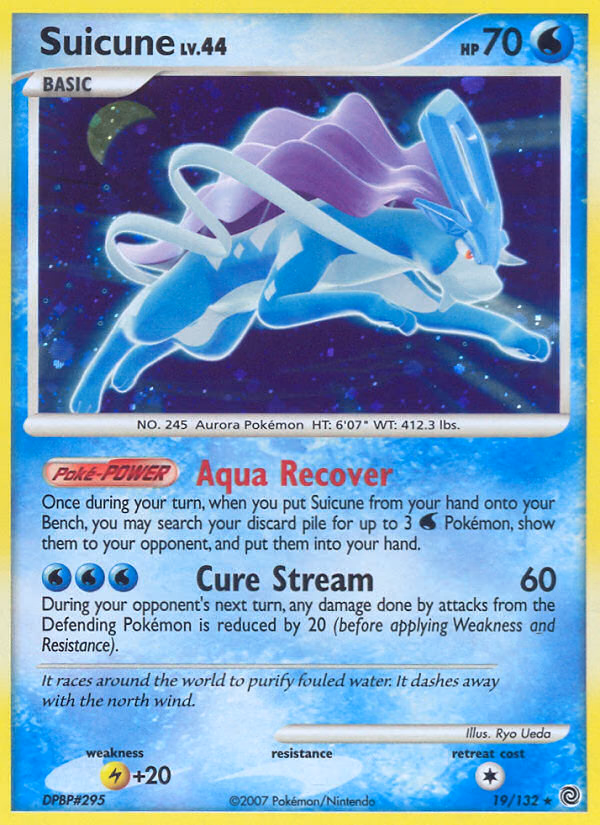 Suicune Pokemon card (19/132, Secret Wonders)