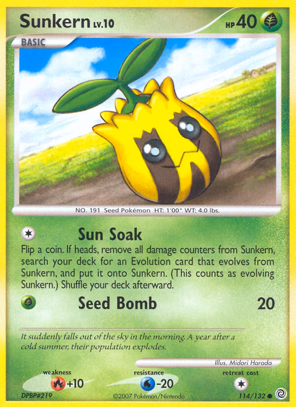 Sunkern Pokemon card (114/132, Secret Wonders)