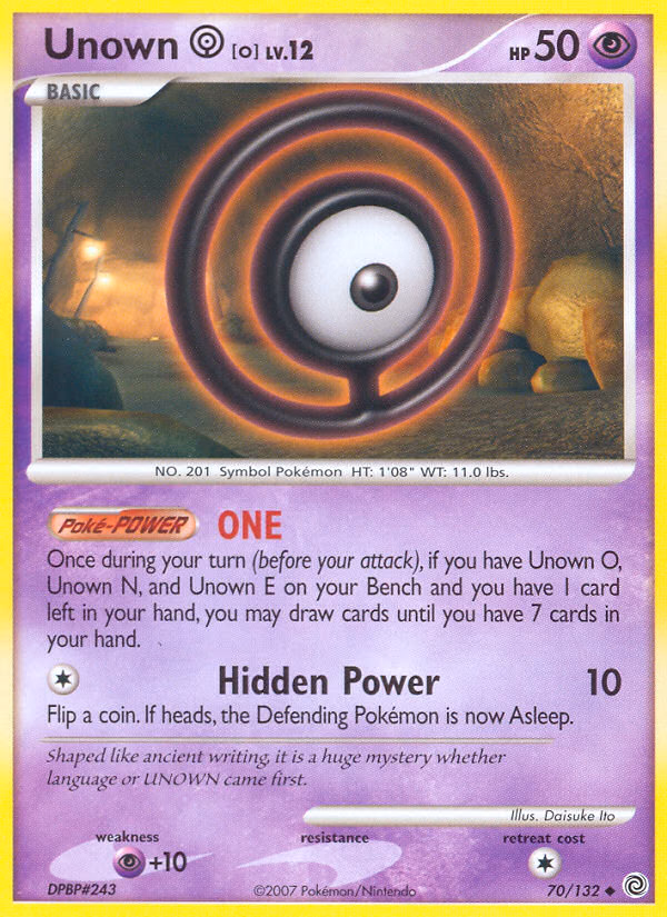 Unown [O] Pokemon card (70/132, Secret Wonders)