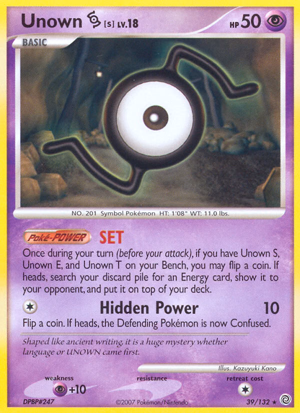 Unown [S] Pokemon card (39/132, Secret Wonders)