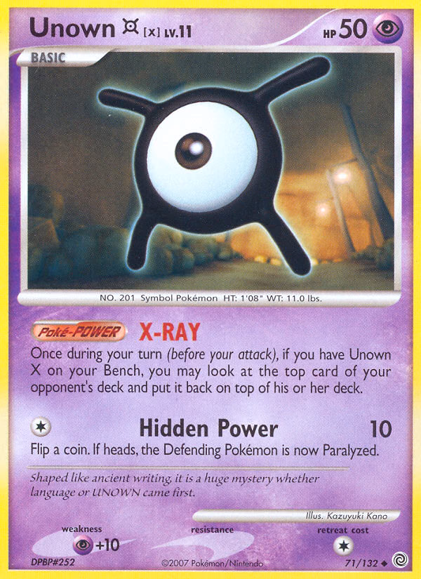 Unown [X] Pokemon card (71/132, Secret Wonders)