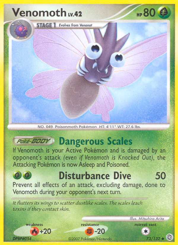 Venomoth Pokemon card (73/132, Secret Wonders)