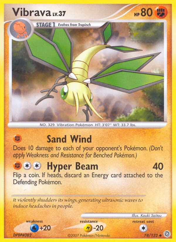 Vibrava Pokemon card (74/132, Secret Wonders)