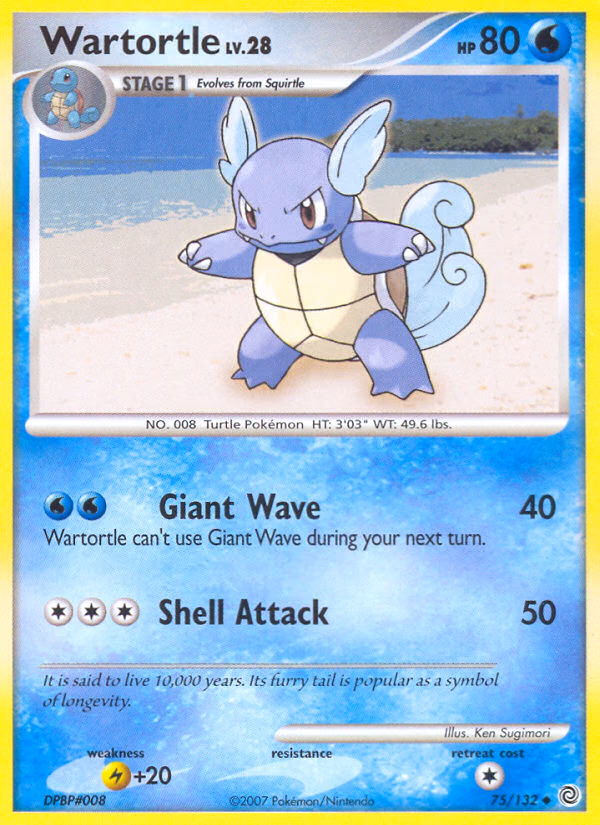 Wartortle Pokemon card (75/132, Secret Wonders)