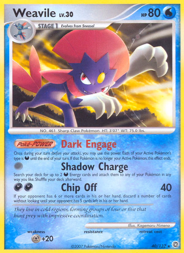 Weavile Pokemon card (40/132, Secret Wonders)